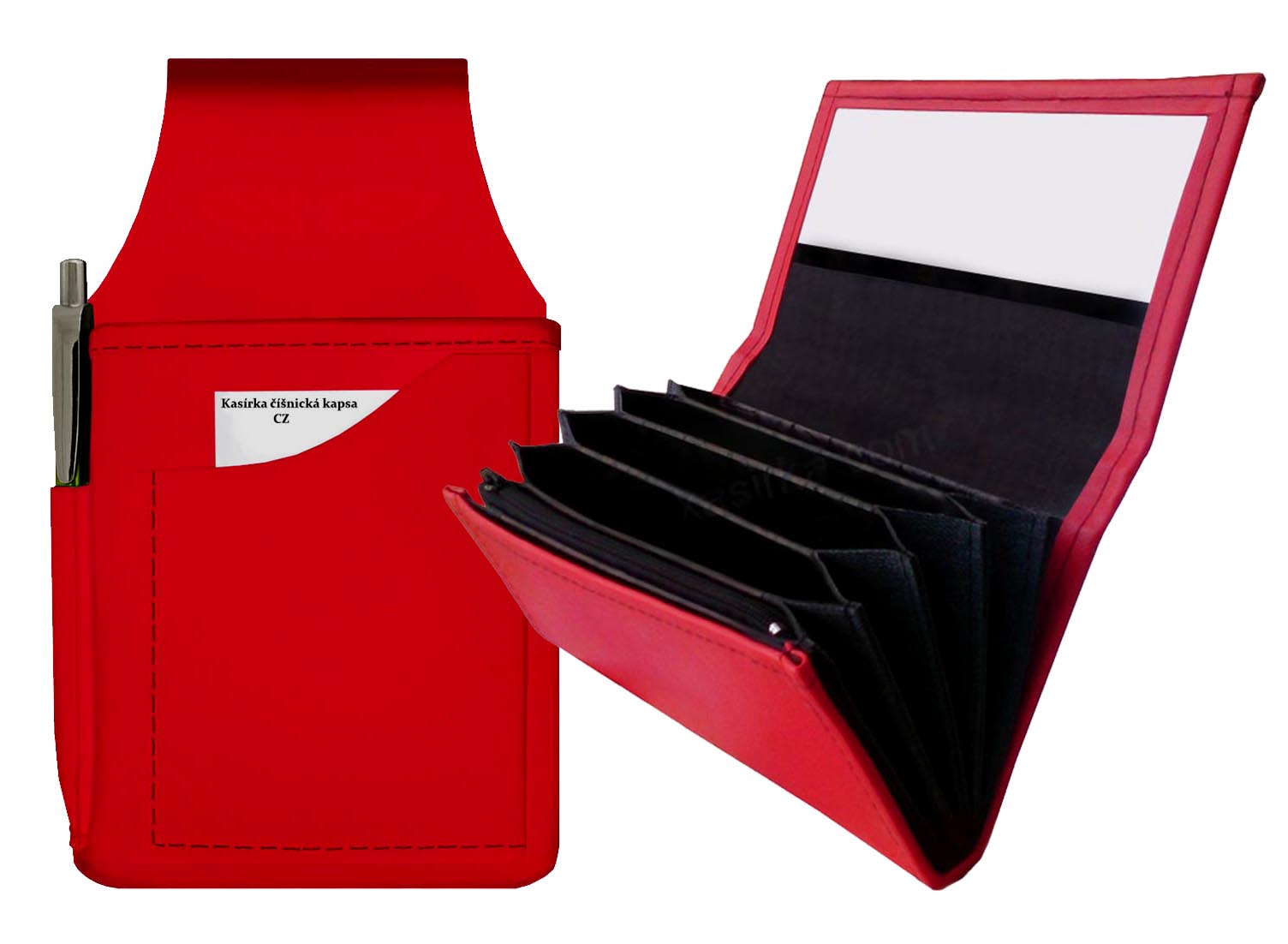 Kellnerset - ROT - Kellnerbörse und Kellnertasche. Gürtel